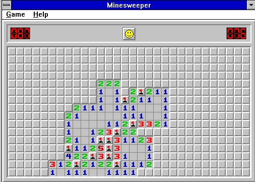 Classic Minesweeper Expert Mode gameplay on Windows 3.0